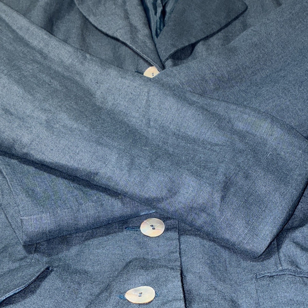 Vintage CH Signature Women's Blue Button-Front Lined Jacket Long Sleeve Size 8